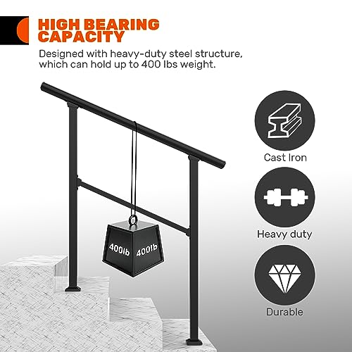 Metal Handrail for Outdoor Steps 36" (2-3 Steps) B853