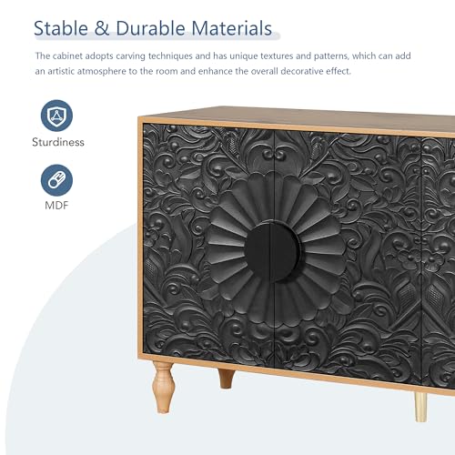 Black+White Wood Sideboard Buffet Cabinet with Storage S627