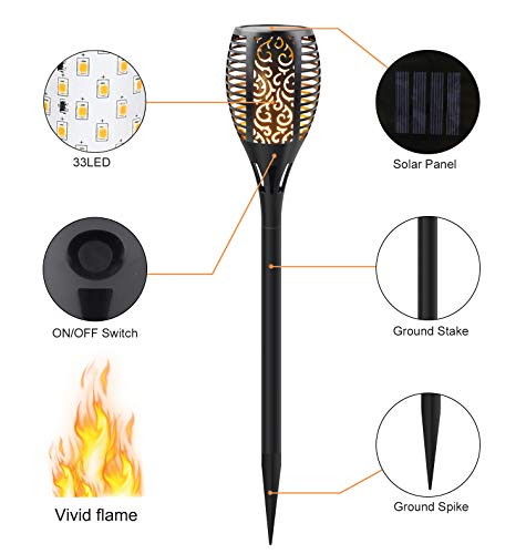 8 Pack Solar Torch Lights with Flickering Flame I794