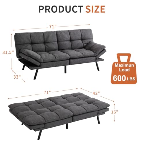Black Memory Foam Convertible Sofa Bed P850272