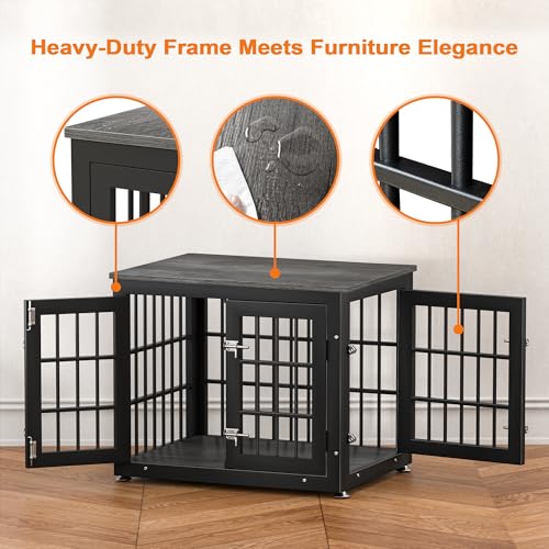Natural and White Extra Large Wooden Dog Crate Furniture E560