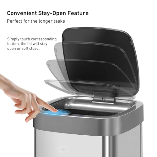50 Liter Matte Stainless Steel Motion Sensor Trash Can S5450