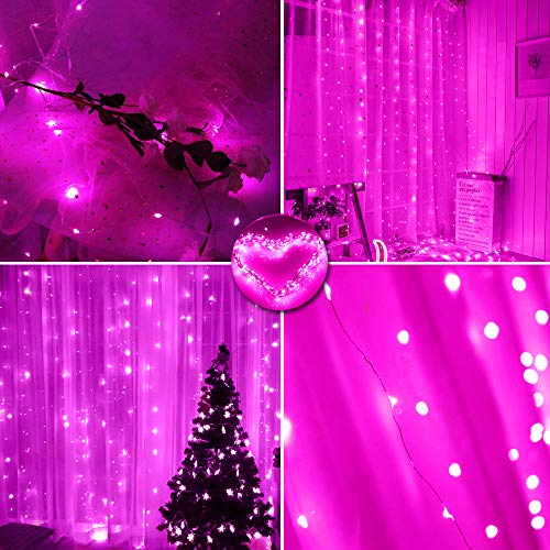300 LED Curtain Christmas String Lights with Remote Control USB Power 8 Lighting Modes Red Lights 9.8ft x 9.8ft E59841
