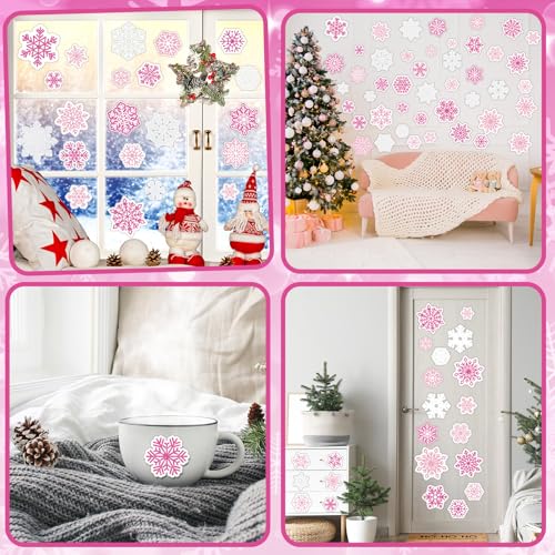 45 Pcs Christmas Snowflake Window Gel Clings N946542
