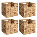 Natural Medium 4 Pack Wicker Storage Cubes with Liners H7631