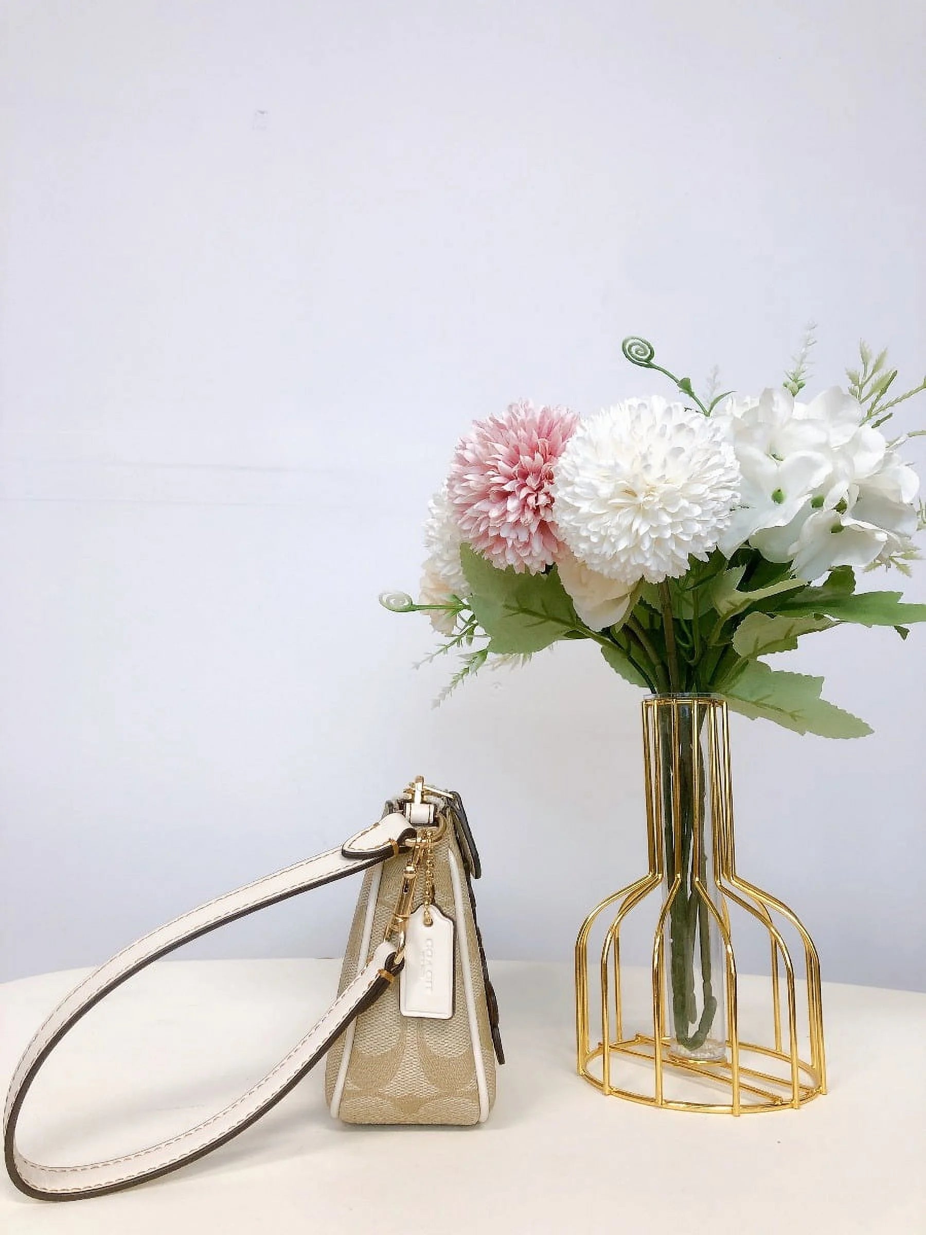 Light Khaki Signature Canvas Floral Applique Bag V170890