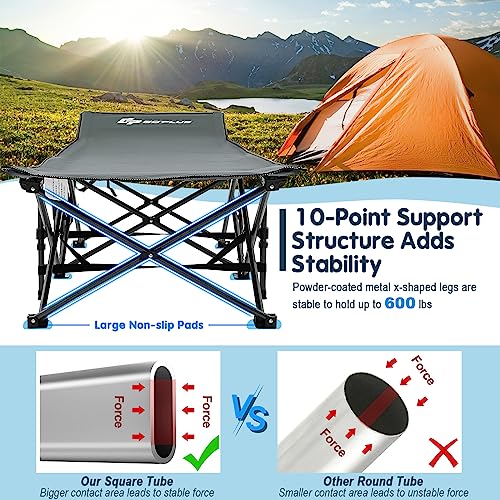 Blue Folding Camping Cot with Carry Bag H6520