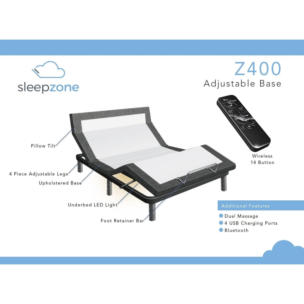 Twin XL Adjustable Bed with Massage and USB H437080