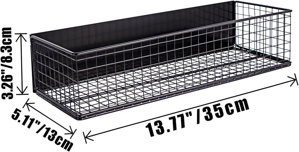 Black Magnetic Wire Mesh Shelf, 13.77" x 5.11" x 3.26" K4401
