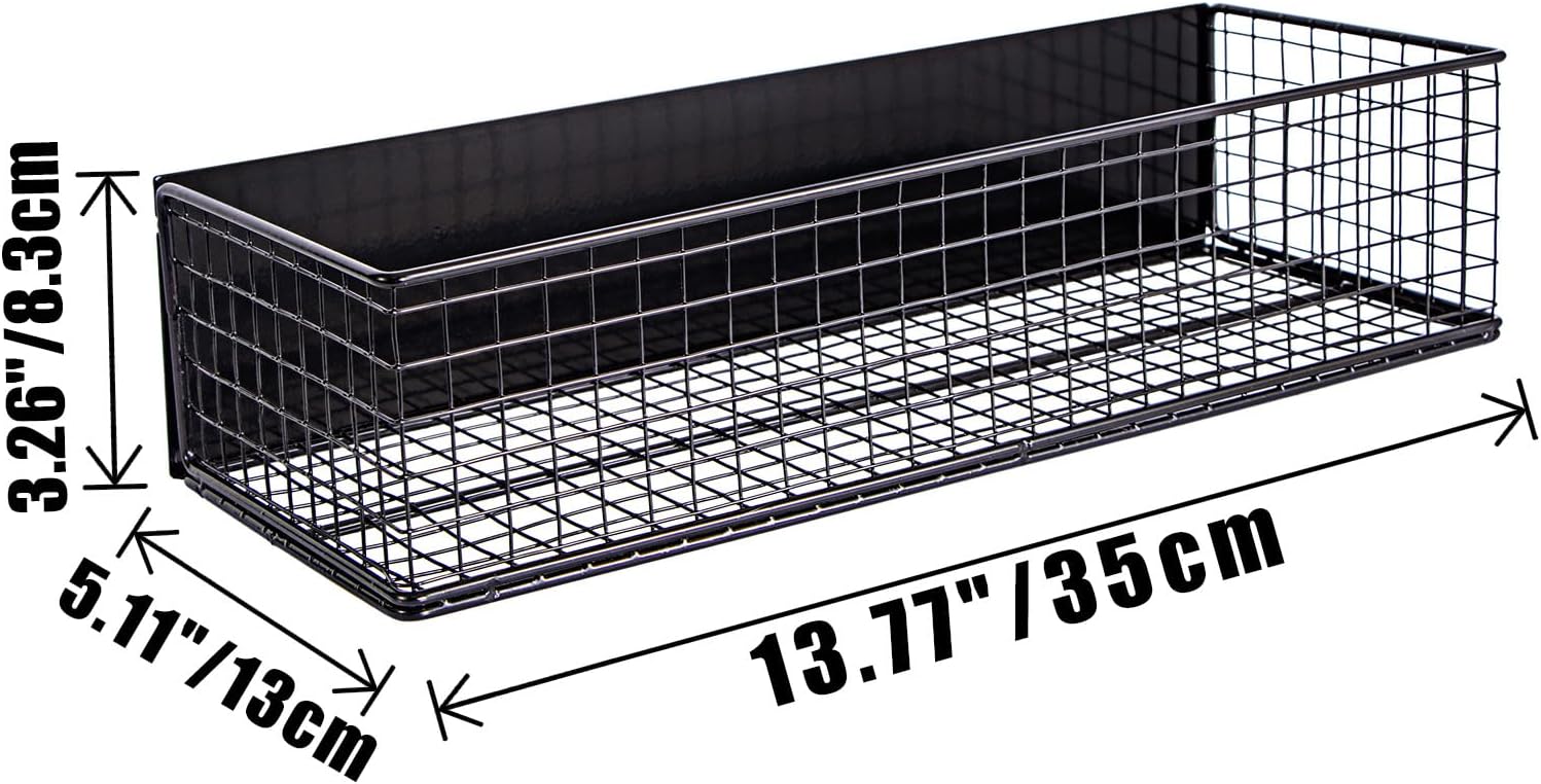 Black Magnetic Wire Mesh Shelf, 13.77" x 5.11" x 3.26" K4401