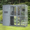Large 4 Tiers Cat Enclosure with Weatherproof Roof, Grey Green K4460