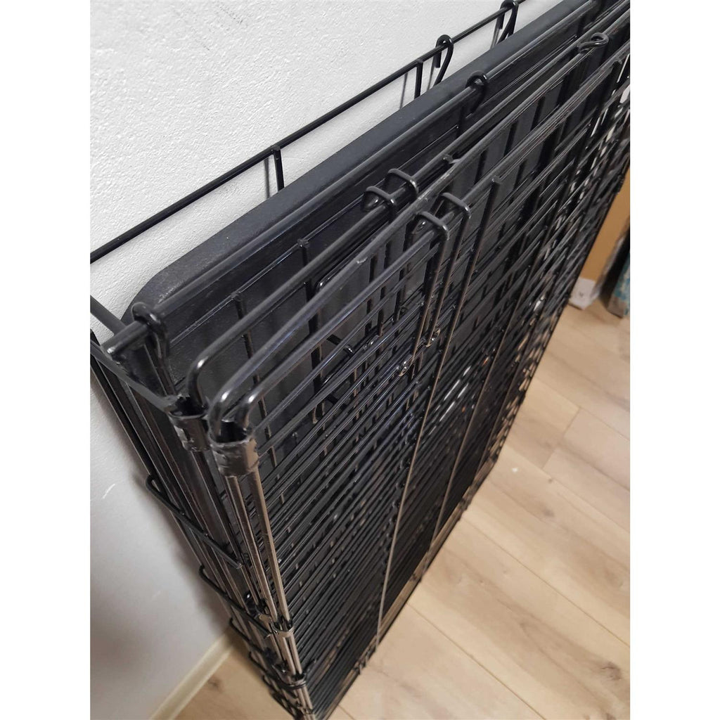 Foldable Metal Wire Dog Crate with Tray W54442