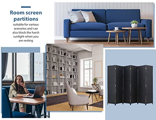 6 Panel Wood Mesh Woven Room Divider C24696