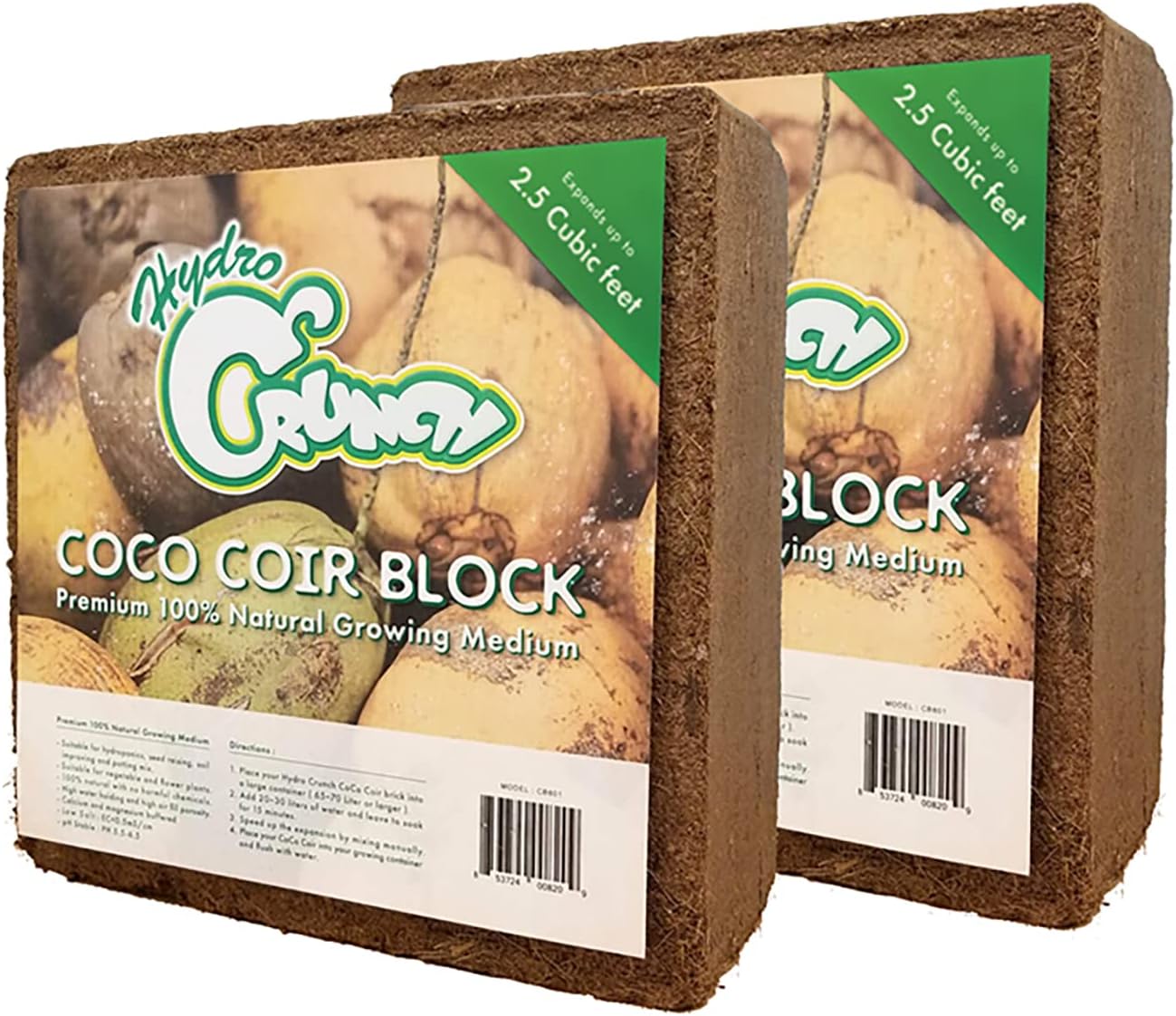 Coco Coir Block 2.5 Cubic Ft Block (2-Pack), Brown Q39247