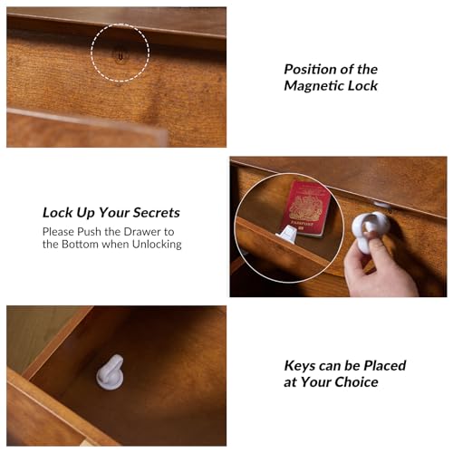 Acorn Wood Nightstand with USB Ports M1882