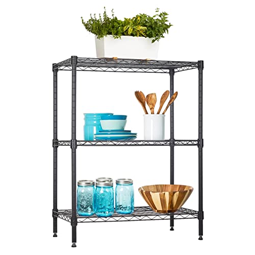 Black 4 Tier Steel Wire Shelving Unit H913