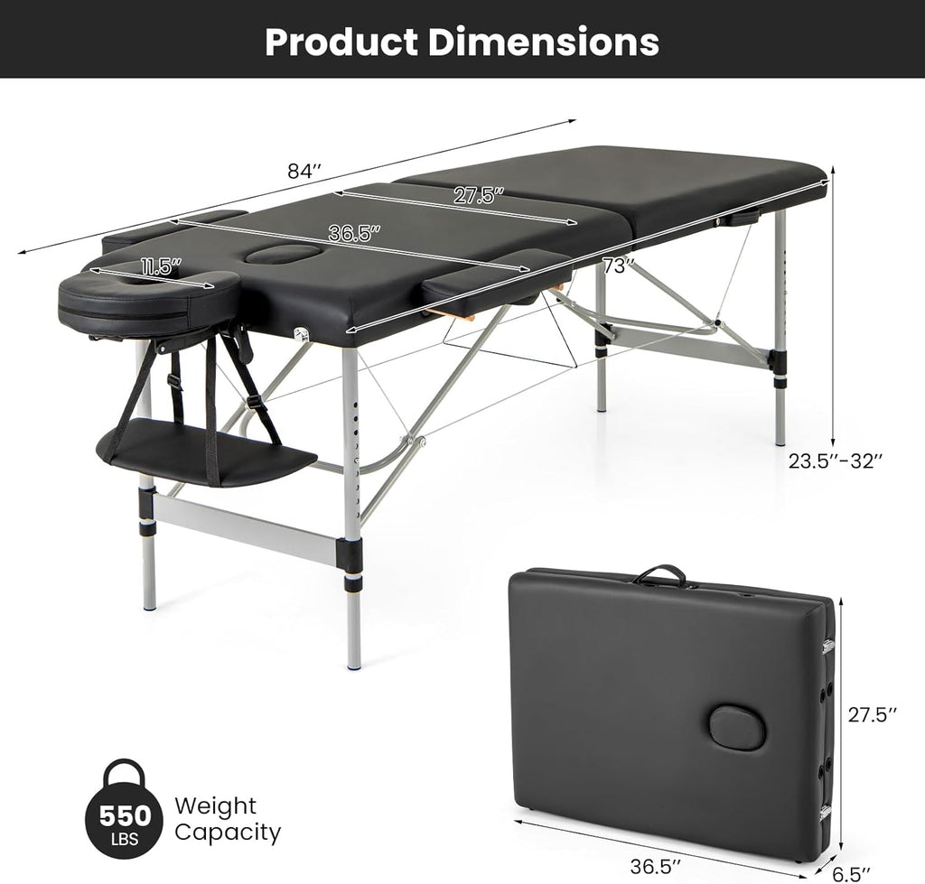 Black Portable Massage Table with Carrying Bag X731