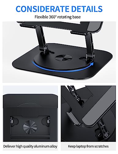 Black Adjustable Foldable Laptop Stand with 360 Rotating Base V654072