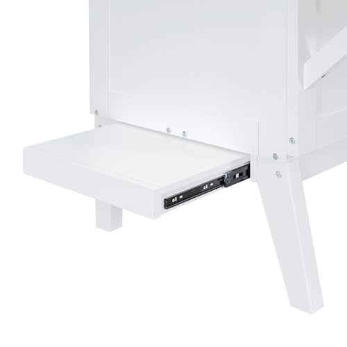 Full Size Murphy Bed with Desk, USB Port, and Shelves, White Wood Frame J83739