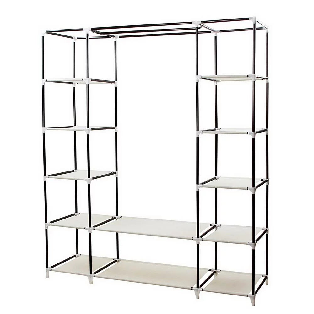 69" Portable Heavy Duty Clothes Closet Wardrobe Storage Organizer V9456