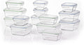 28-Piece Oven, Freezer and Microwave-Safe Stackable Glass Food Storage Container Set with Latching Lids O712
