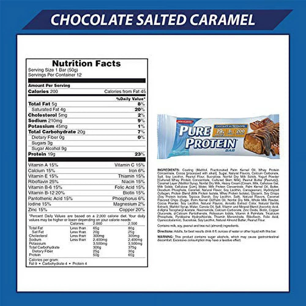 Chocolate Salted Caramel Protein Bars, 1.76oz, 12 Pack W405