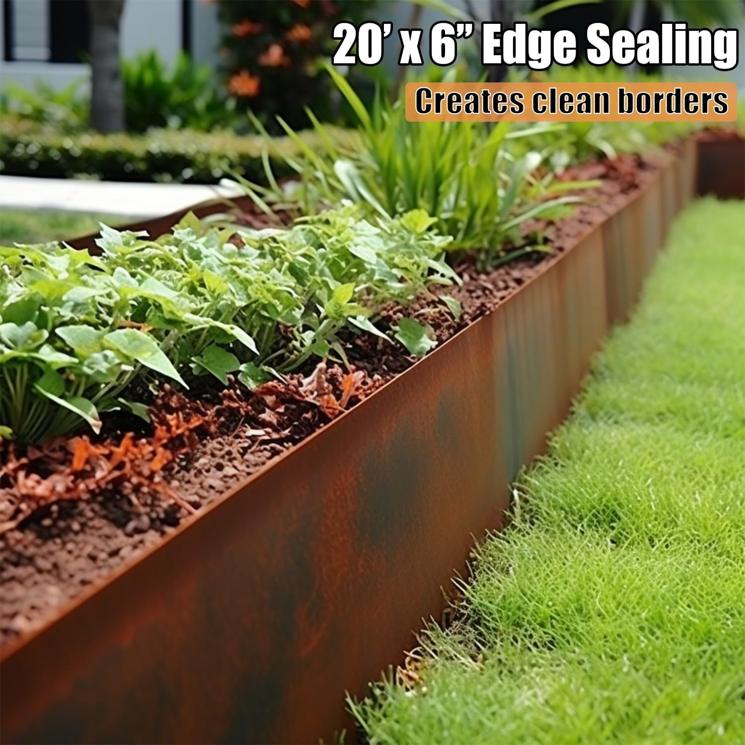 6 Pack Pre-Rusted Steel Lawn Edging, 40 inch Strips, 6 inch Depth X9826