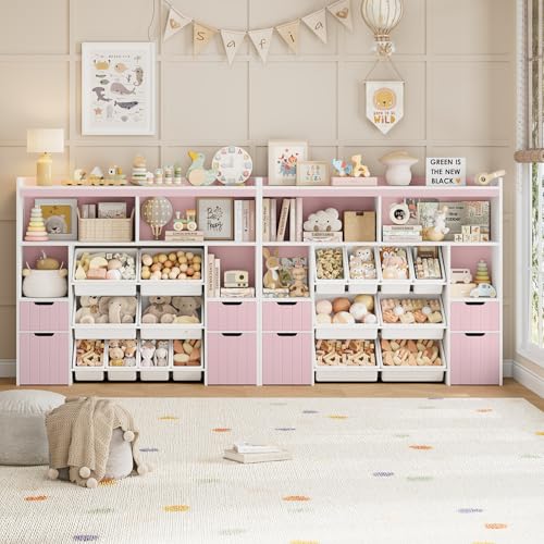 Pink Toy Storage Organizer with Drawers and Removable Bins X714