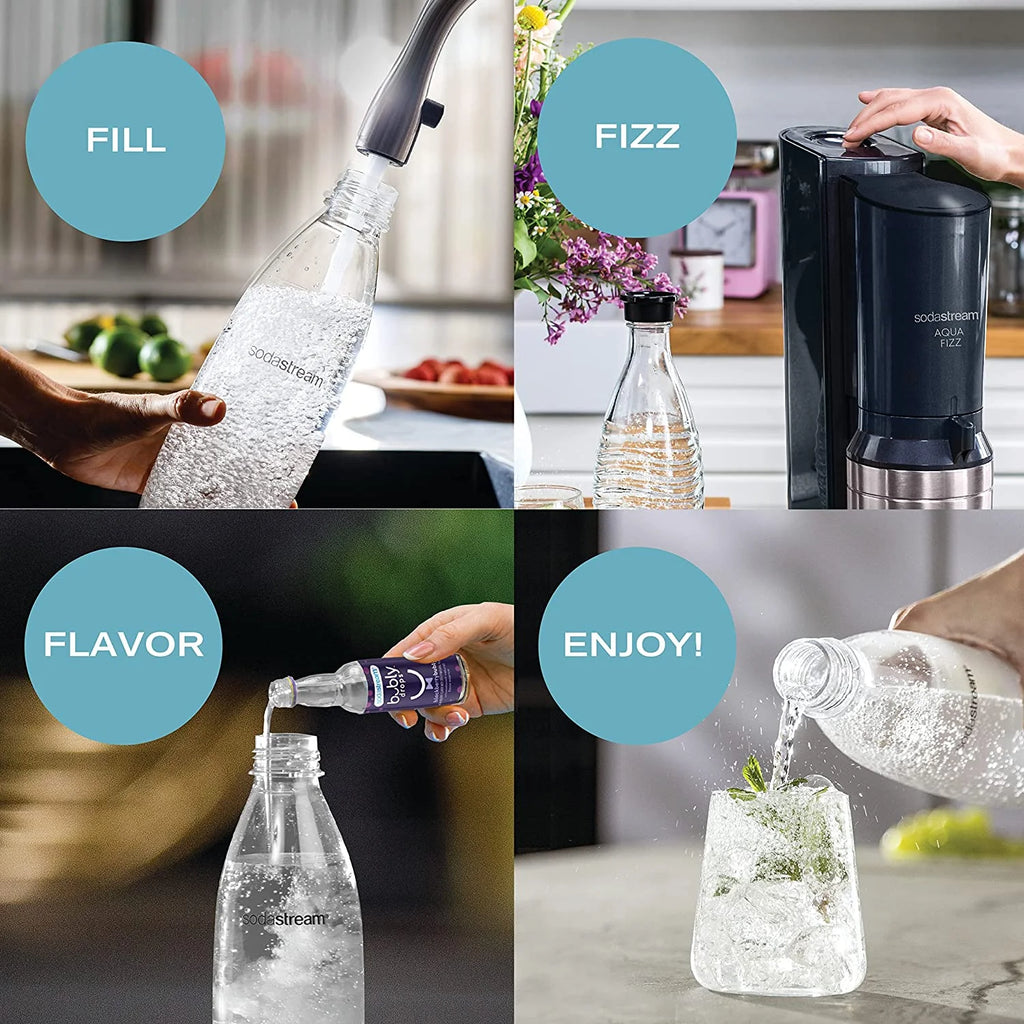 Black Sparkling Water Maker with Co2 and Glass Carafes I79682