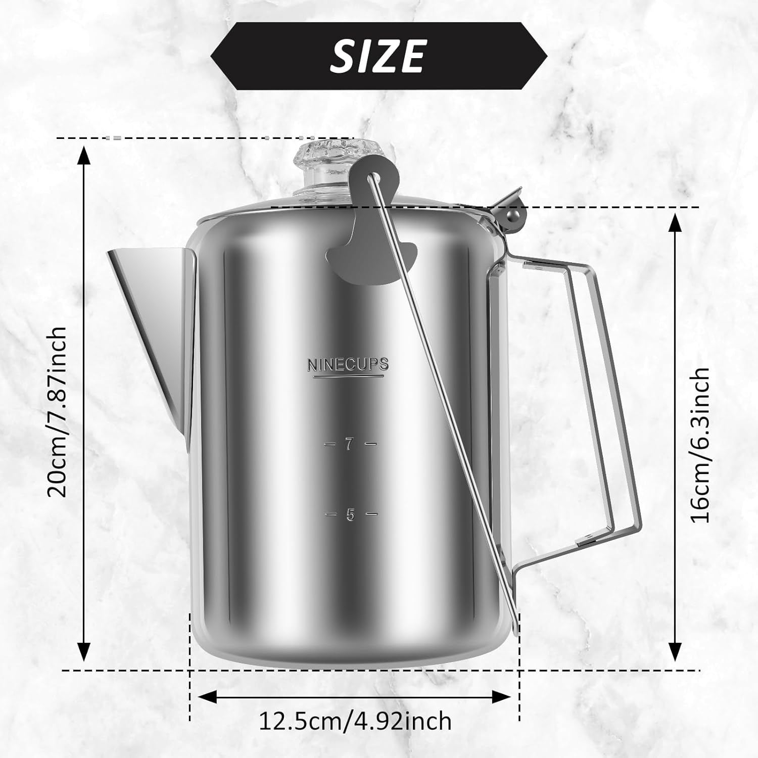 9 Cup Stainless Steel Camping Coffee Pot M2637