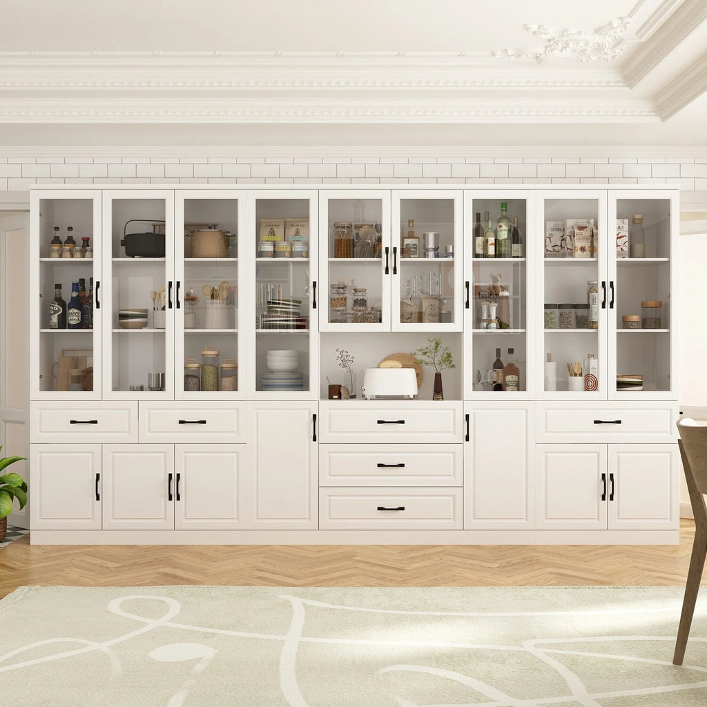 White Curio Bookcase Cabinet with Glass Doors H9889