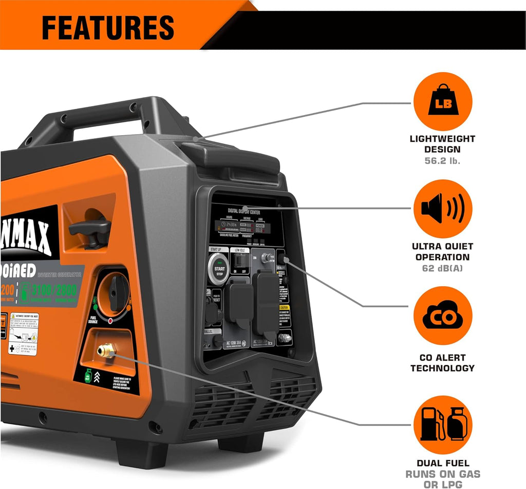 3500W Portable Inverter Generator with Remote/Electric Start P504214