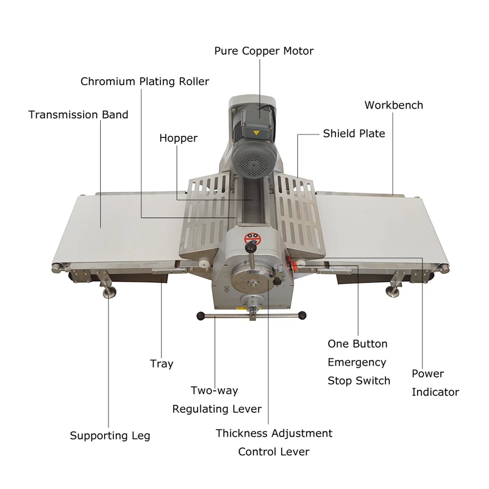 Commercial Dough Sheeter Electric Table Top Folding Pastry Machine 500mm O320