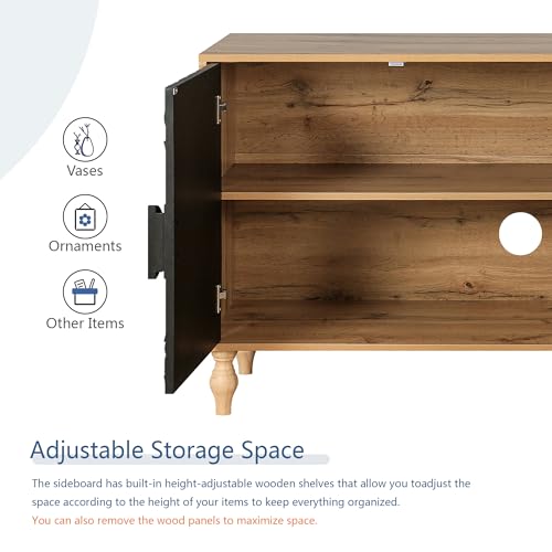 Black+White Wood Sideboard Buffet Cabinet with Storage S627