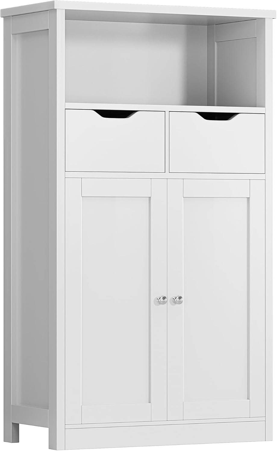 White Floor Storage Cabinet with Doors and Drawers and Adjustable Shelf Y7459
