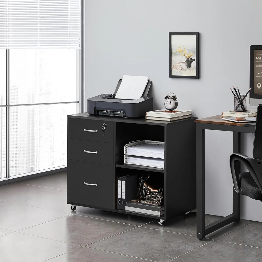 Black 3 Drawer Lateral Filing Cabinet H62144