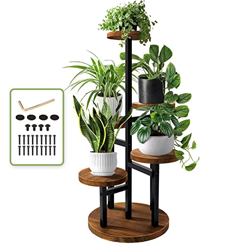 5 Tier Metal Wood Plant Stand S34975