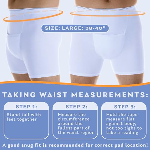 White Medium Waist 34-36" Reusable Leak Proof Boxer Brief C64151