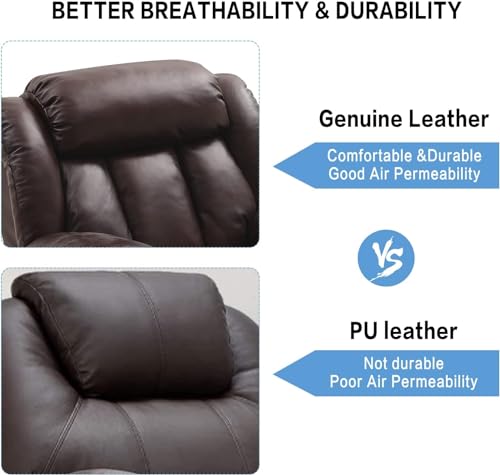 Black Genuine Leather Electric Power Lift Recliner with Massage and Heating R982