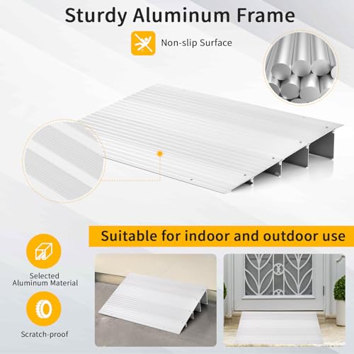 3" Rise Aluminum Door Threshold Ramp with Non-slip Surface W1069