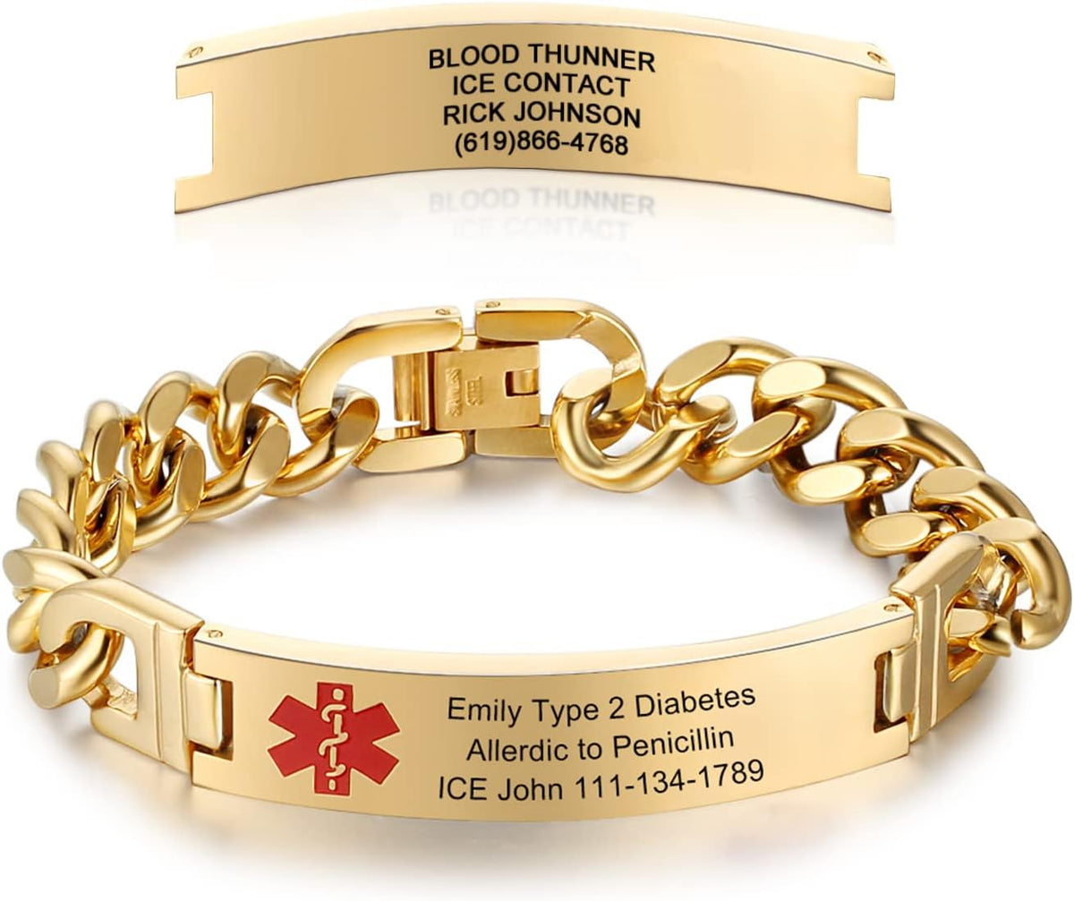Stainless Steel Medical ID Bracelets for 8.5 Inches E534