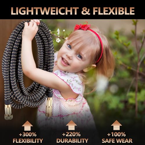 50 ft Expandable Garden Hose with 10 Functions Spray Nozzle, 3/4" Solid Brass Connector P192282