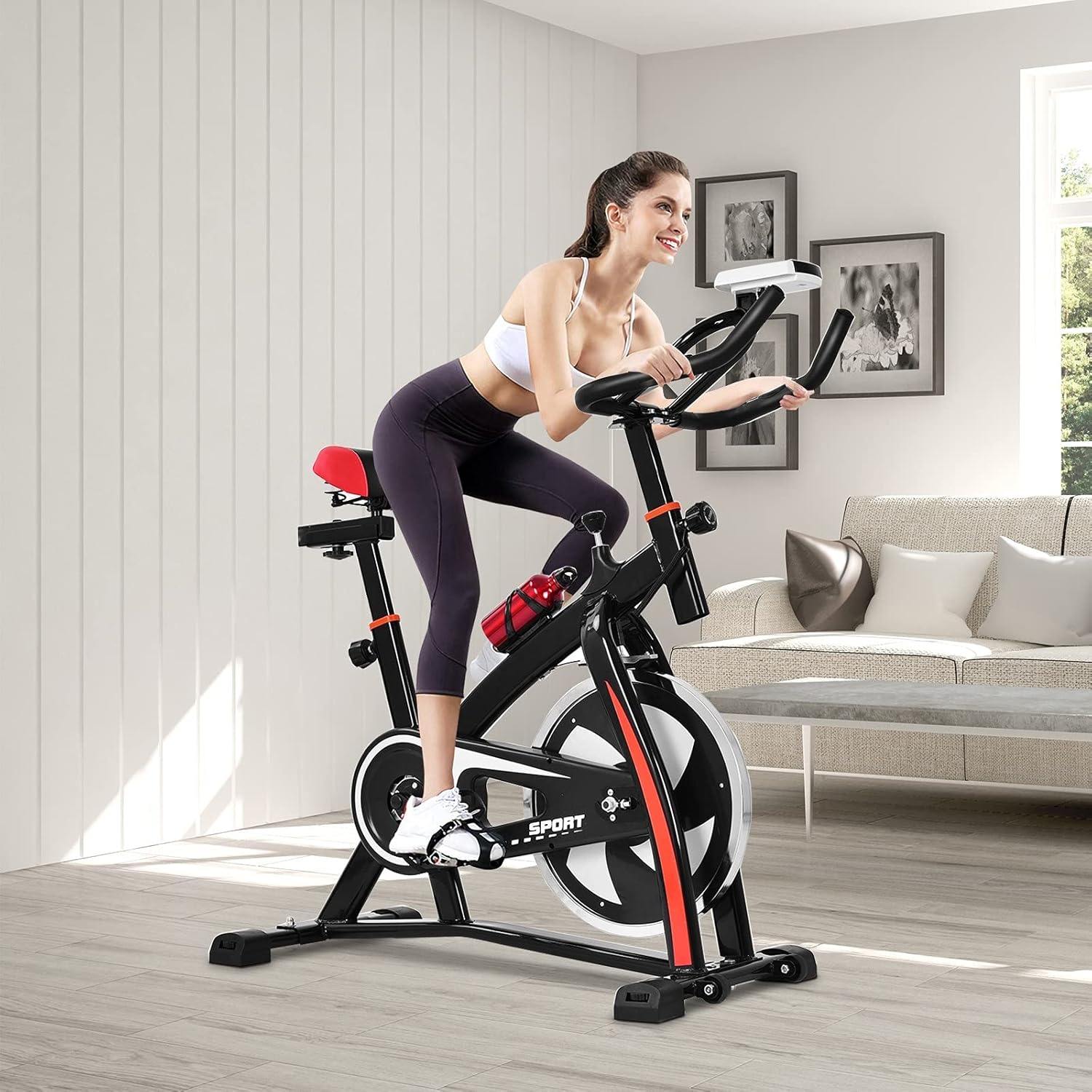 Black Exercise Bike with LCD Display & Bottle Holder P486