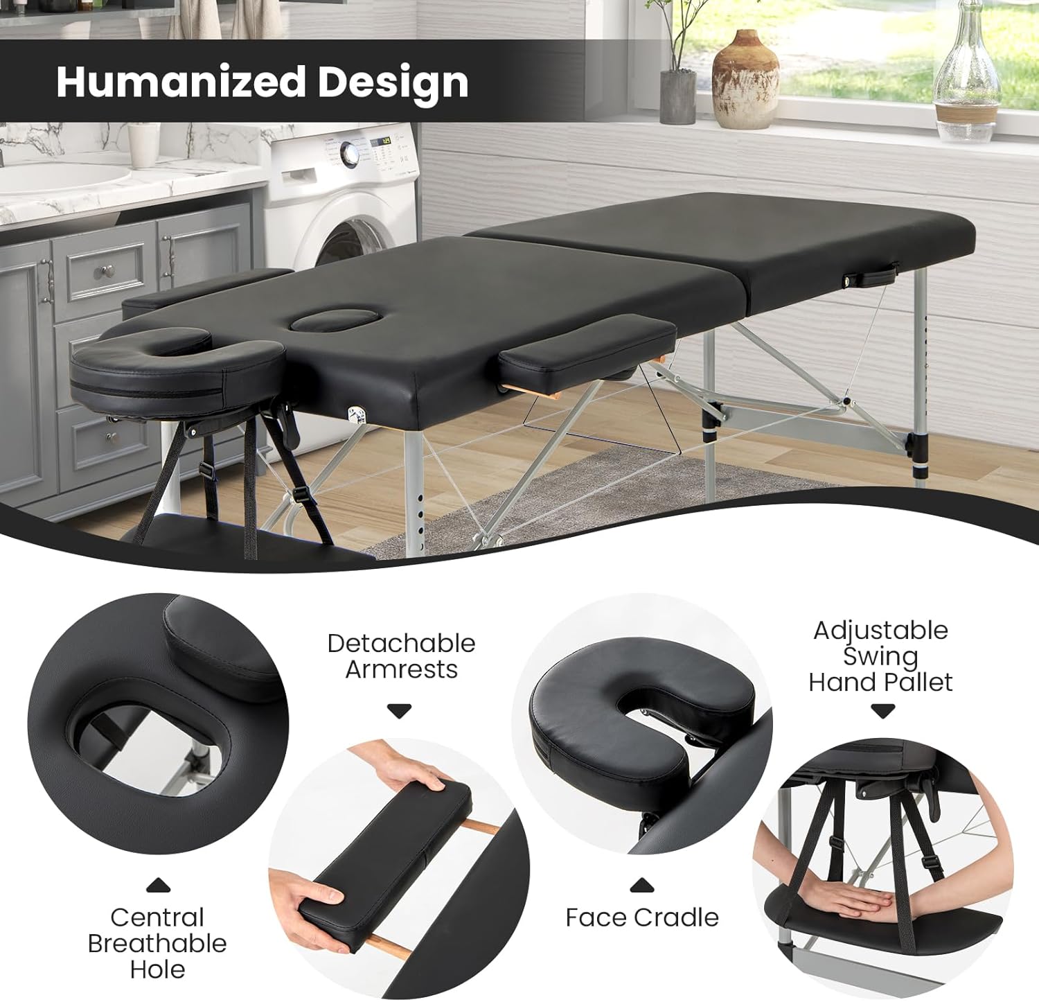 Black Portable Massage Table with Carrying Bag X731