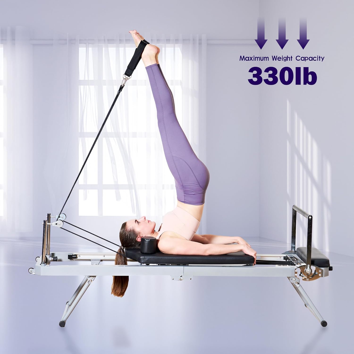 Black Foldable Pilates Reformer Machine T90490