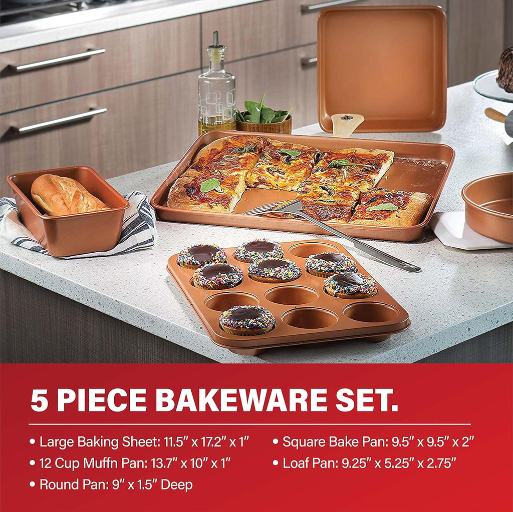 20 Pc Nonstick Ceramic Pots and Pans Cookware Bakeware Set with 5 Quart Stock Pot with Strainer Lid K5261