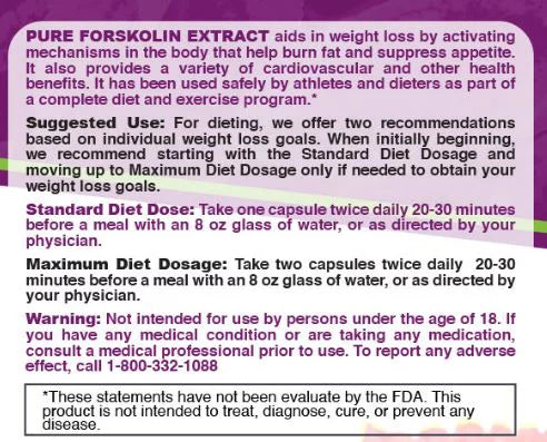 90 Capsules Forskolin Extract Supplement Y284941