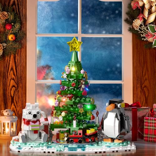 Christmas Tree Building Block Set with Lights (802 PCS) G86264