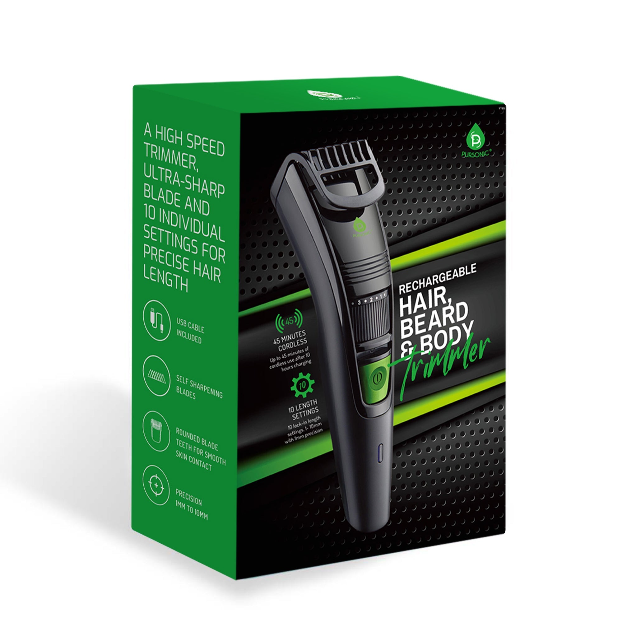Full-Range Men's Grooming: 4-Piece Beard Care Set, Beard and Body Trimmer, Nose Trimmer, & Assorted Face and Body Wipes
