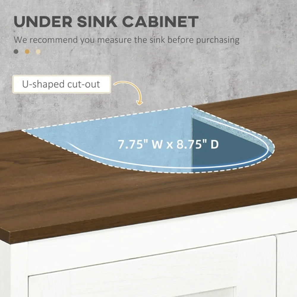 Antique White Walnut Under Sink Cabinet with Double Doors Y973